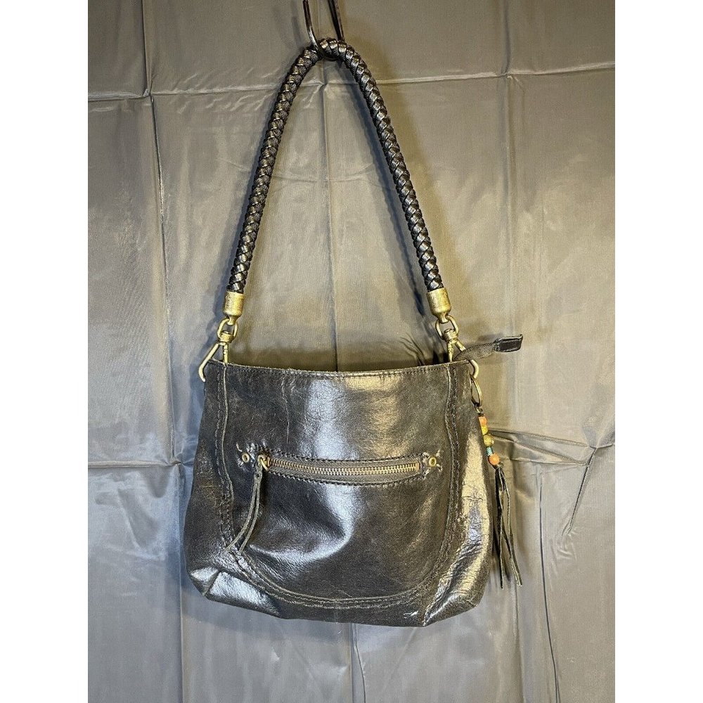 The Sak Indio Shoulder Bag/Purse Black Braided Strap Multicolored Lining